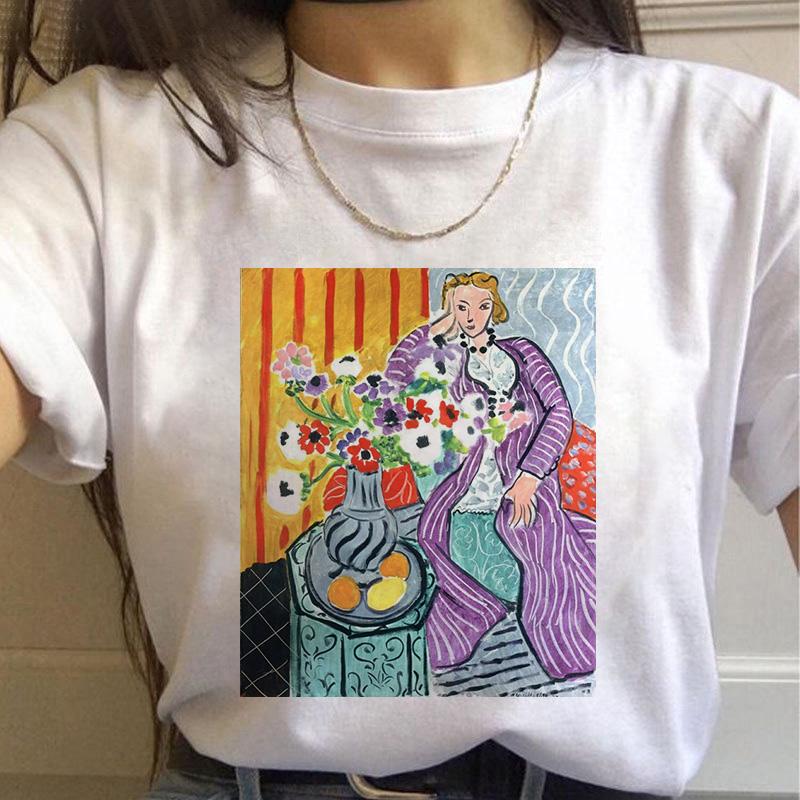 T-Shirt Women Summer Harajuku Art Painting Print Ladies Tee Tops Casual Short Sleeve Fashion Streetwear 2025 Tee Shirt Femme