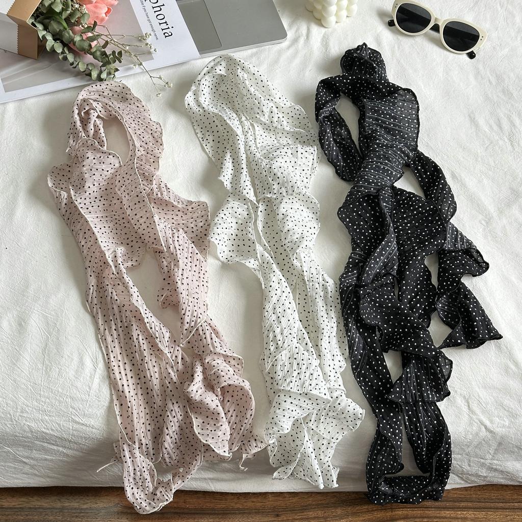 Polka Dots Retro Pure Desire Style Leopard Print Scarf Versatile Fashion Headband New Advanced Scarf Ribbon Atmosphere Ins