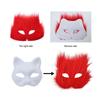 Paintable Cats Face Mask with Furry Trim Adhesive Fabric Unpainted Masquerades Mask for Kid Adult Adhesive Party Mask