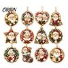 Living Room Ornament 12PCS Christmas Tree 2D Flat Pendant, Pearl Acrylic Art Kits, Bright Gift for Holiday Season Color Classic Patterns Party