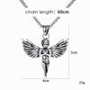 Angel With Feather Wing Pendant Necklace Stainless Steel Retro Punk Fashion Copper Color Hip Hop Rock Neck Jewelry Party Gifts