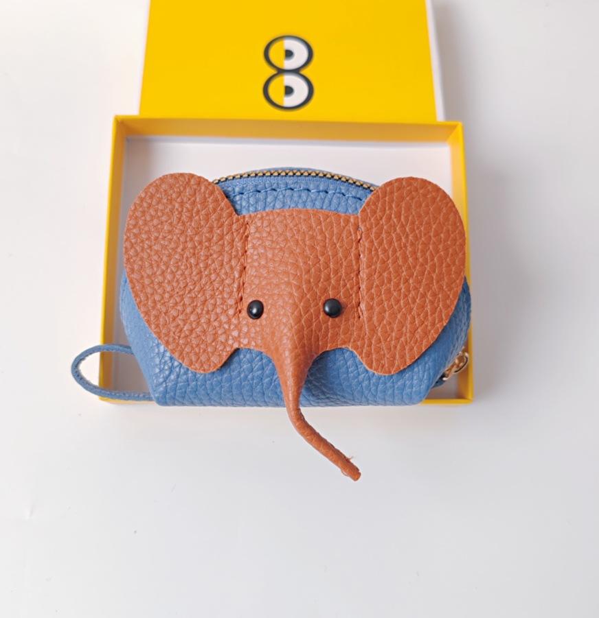 Baby elephant bag pu change bag bag pendant key ring creative card bag lipstick zipper bag