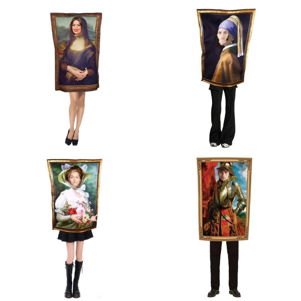 Mona Lisa Cosplay-kostyme med polyesterstoff for Halloween og temafester