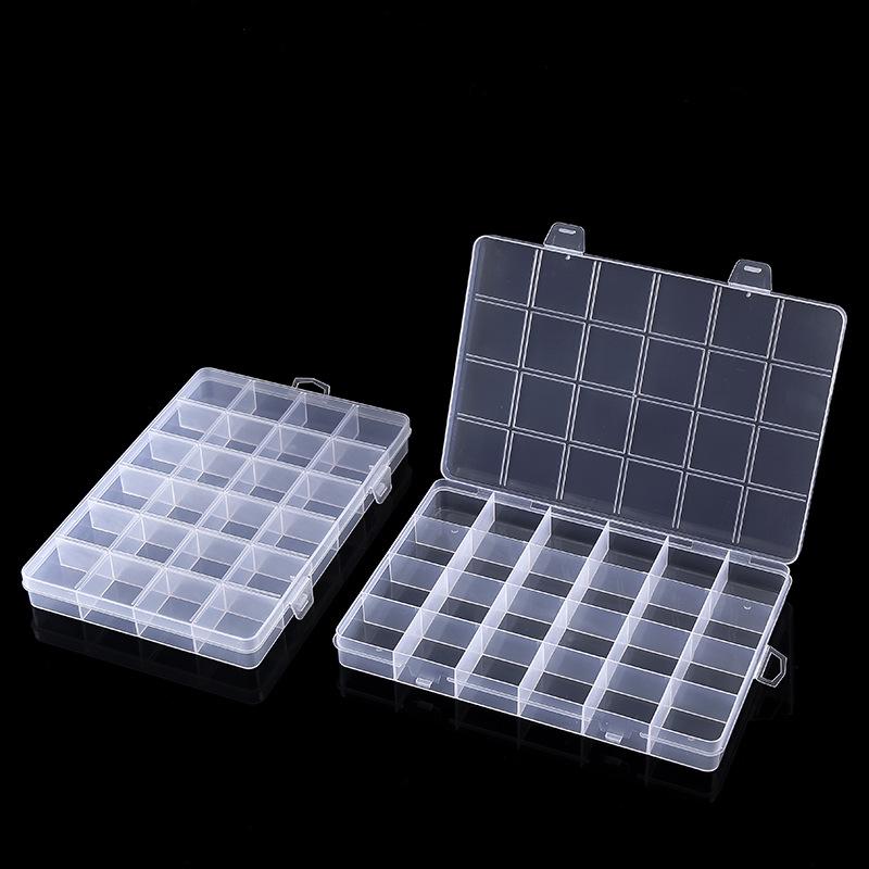 24 Grid Fixed Diy Multi-Grid Hardware Parts Grid Box, Plastic Storage Box With Lid Wax Grain Grid Box