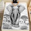 Adult Coloring-Themed African Elephant Blanket Suitable for - Use, Hand-Painted Animal Throw with English Style Patterns, Soft Flannel Bedspread for H
