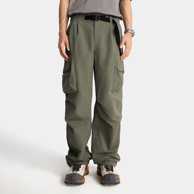 Li Ning CF Su Pure Color Mid Waist Comfortable Breathable Versatile Water Resistant Straight Casual Pants Men Bottoms Tea-Green AYKV203-2