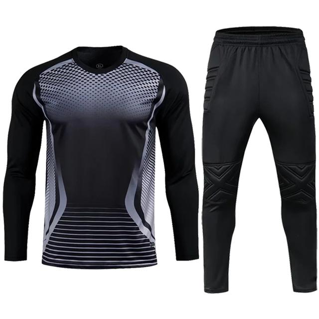 Herren Erwachsenen Fußball Torwart Uniform Schutzschwamm Fußball Langarm Kinder Training Torwart Fußball Trikot Oberteil Hose