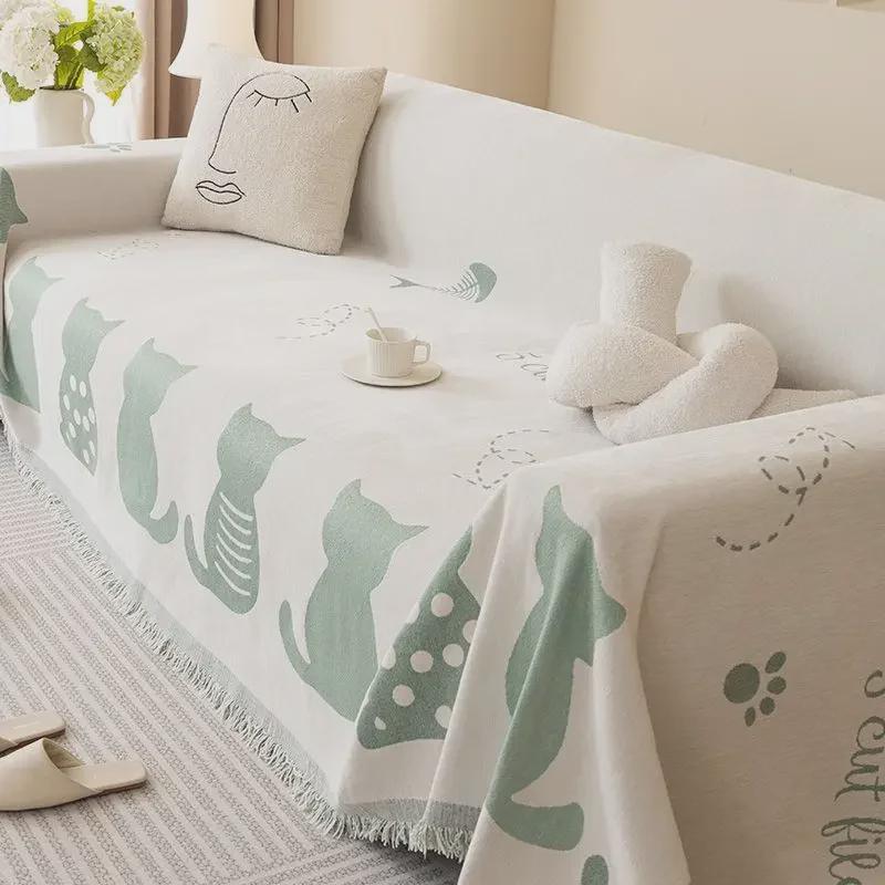 Chenille Cartoon Sofa Towel: Universal, Multifunctional Armrest and Backrest Cover