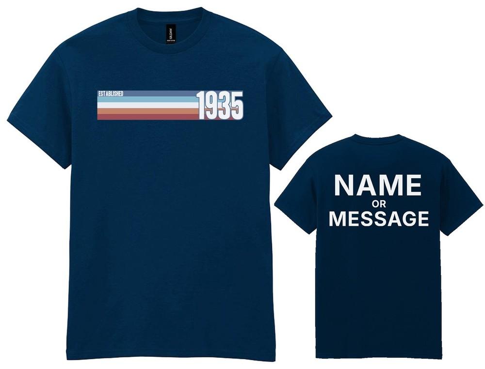 

Mens 90th Birthday T-Shirt - Personalised Custom Name Message 1935 90 Years Gift 3XL