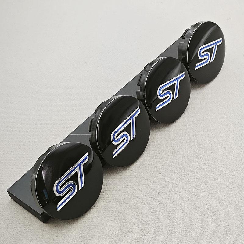AJJ1 4Pcs 56mm ST Logo Car Wheel Center HubCaps Rims Cover Badge Emblem For Ford ST Focus Mustang Fusion Taurus Mondeo Accessories