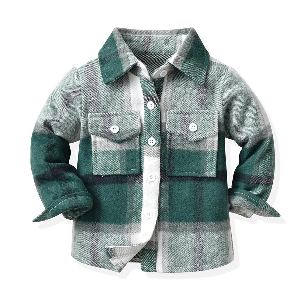 Kinder Baby Plaid Shirt Jacke Casual Revers Langarm Button Up Cardigan Jacke Mantel für Jungen