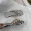 Fashion Fashion Pearls Beach Flip Flops for Women 2025 Summer Clip Toe Flat Slides Sandals Woman Comfortable Non Slip Outdoor Slippers