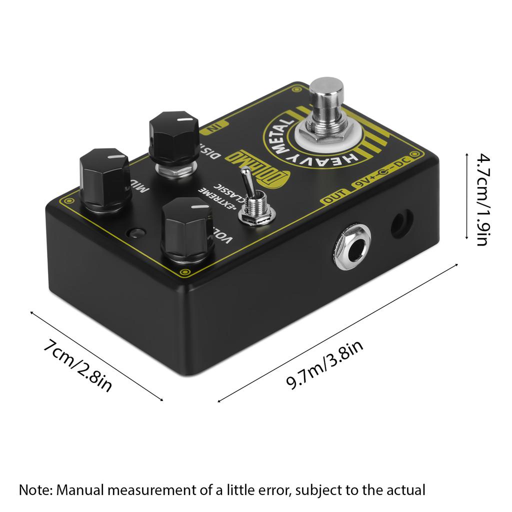 Dolamo Heavy Metal Guitar Effects Pedal High Gain Distortion Volume Mid DC 9V 6.35mm Input Output Interface Extreme and