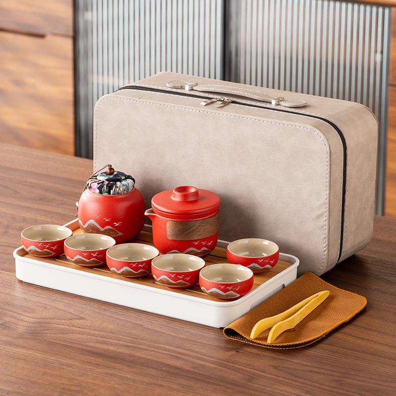 Hand-painted New Chinese High-end Gift Tea Set, One Pot and Four Cups Set, Light Luxury Gift Box, and the Whole Set of Gifts.