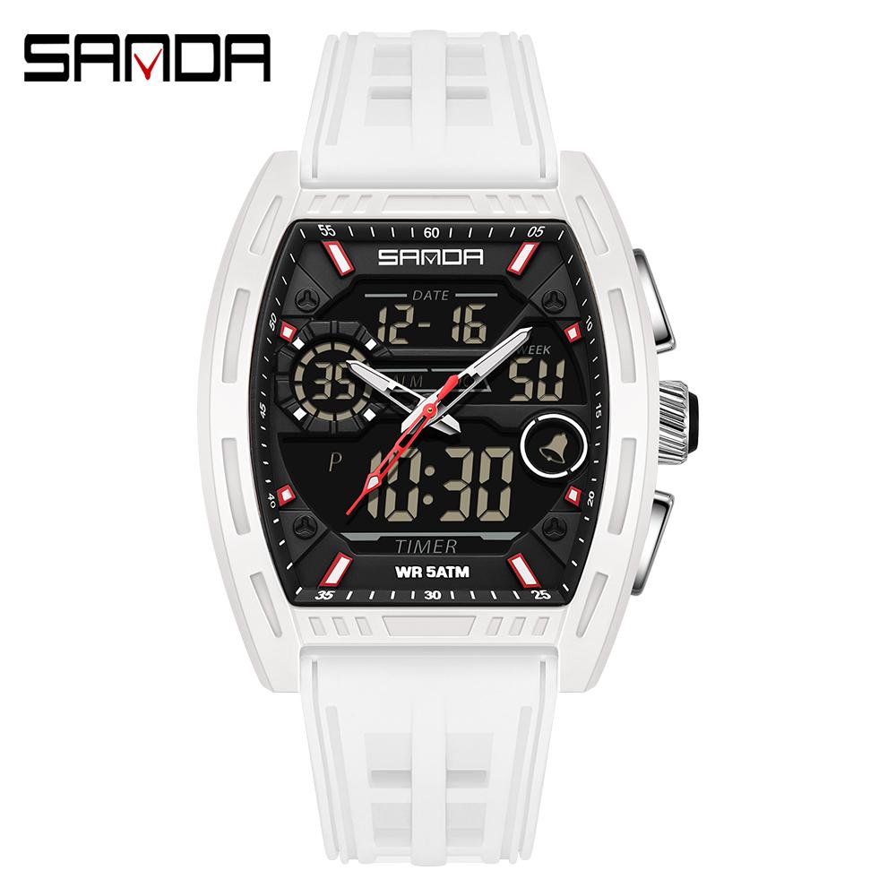 SANDA 6321 new electronic watch digital multifunctional fashion trend men's watch silicone waterproof alarm clock men's watch