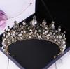 Red Black Crystal Wedding Tiara Bridal Crown For Wedding Bride Gold Rhinestone Crowns Headband Jewelry Hair Accessories