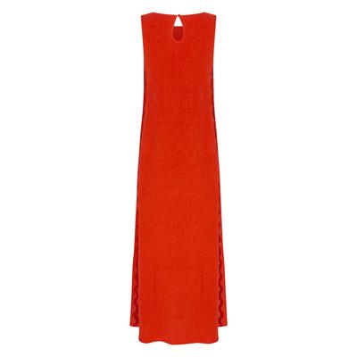 Sleeveless Round Neck Solid Color Stitching Lace Slit Mid-length Dress For Women