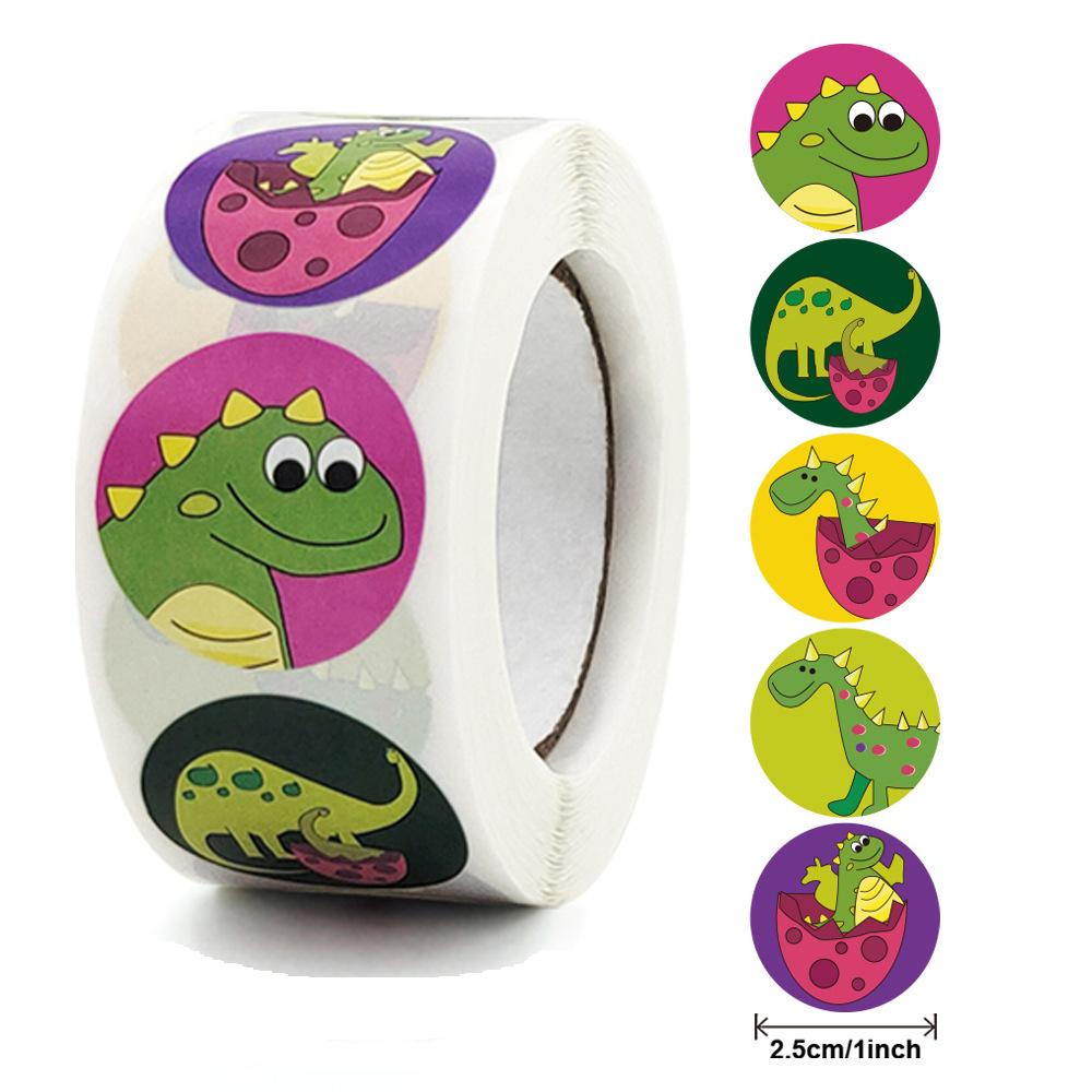 50-500Pcs Round Dinosaur Stickers For Kids Teacher Reward Stickers School Supplies Animal Incentive 1Inch Sticker