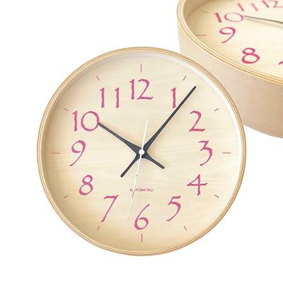 Překližkové hodiny 21 světle růžové nástěnné hodiny plynulý sekundový index km-120LP 252 mm (rádiové hodiny)