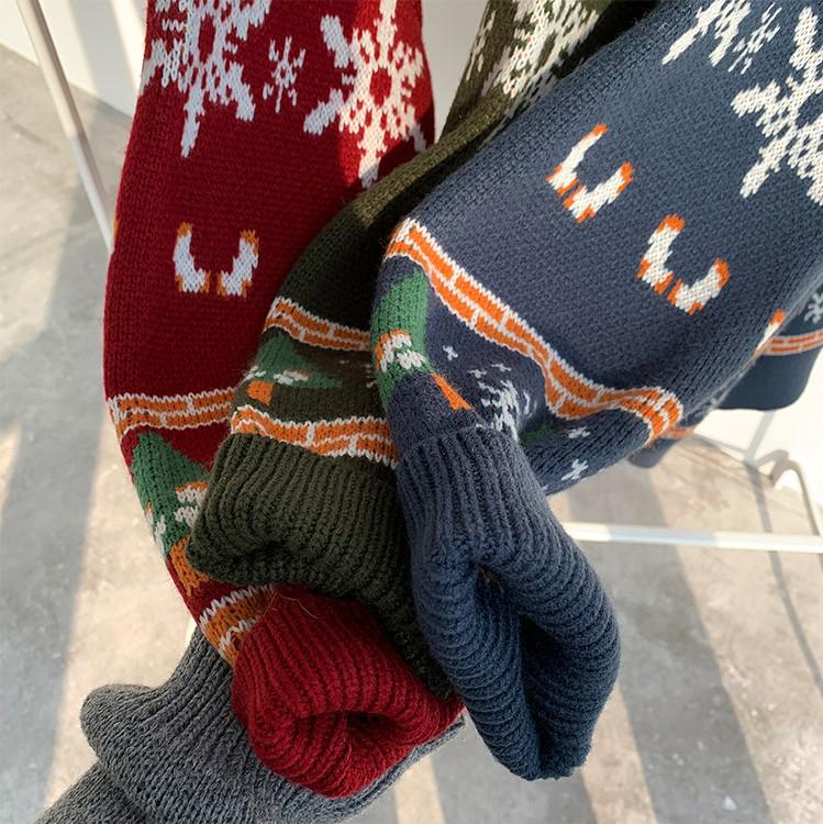 Men's Trendy Hong Kong Style Winter Christmas Loose Knit Pullover Sweater - Couple's Outfit