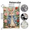 Peter Rabbit Floral Pearl Art Canvas with Frame 3D Shiny Bead Painting Modern Room Decor Relaxing Handmade Craft Gift Ideas for Home