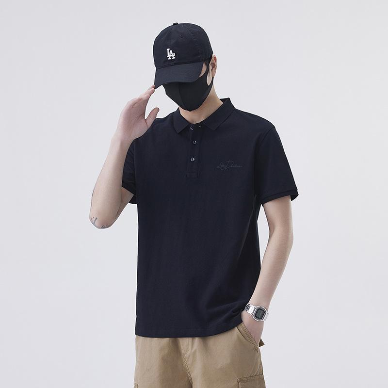 New Summer Polo Shirt Lapel Short Sleeve Button Letter Trendy Top Short Shirt