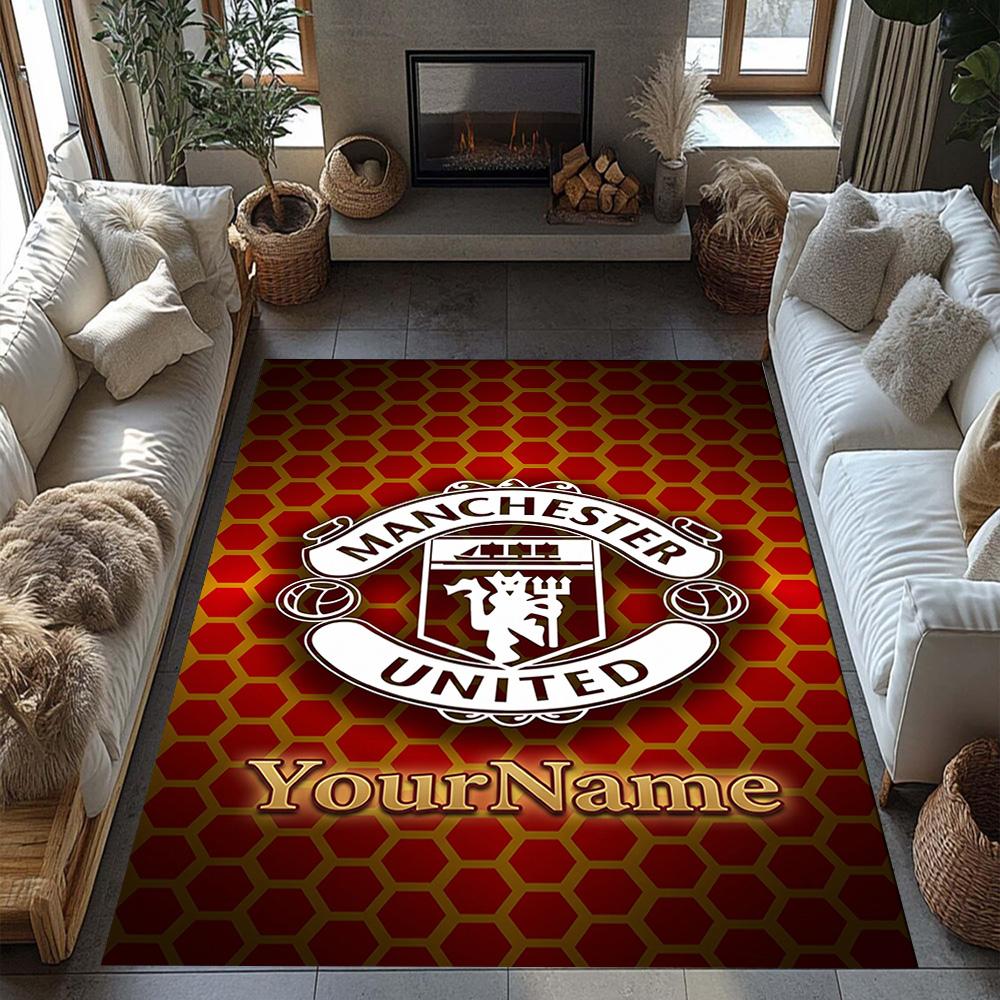 Manchester Customizable Name Carpet Design for Playrooms Kitchen Bedrooms Outdoor Antislip Carpet Anime Office Decor Perfect Gift for Friends & Family