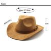 Women Men Suede Cowgirl Hats Vintage Wide Brim Western Hat with Belt