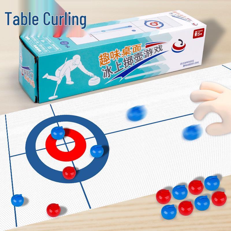 Mini Table Hockey Game Set: Parent-Child Interactive Desktop Curling for Two Players, Educational Toy