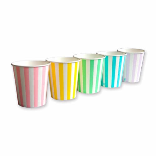 

Commercial-use Striped Paper Cups / 5-Color Assortment, 205mL, 100 Cups / 63-1351-18