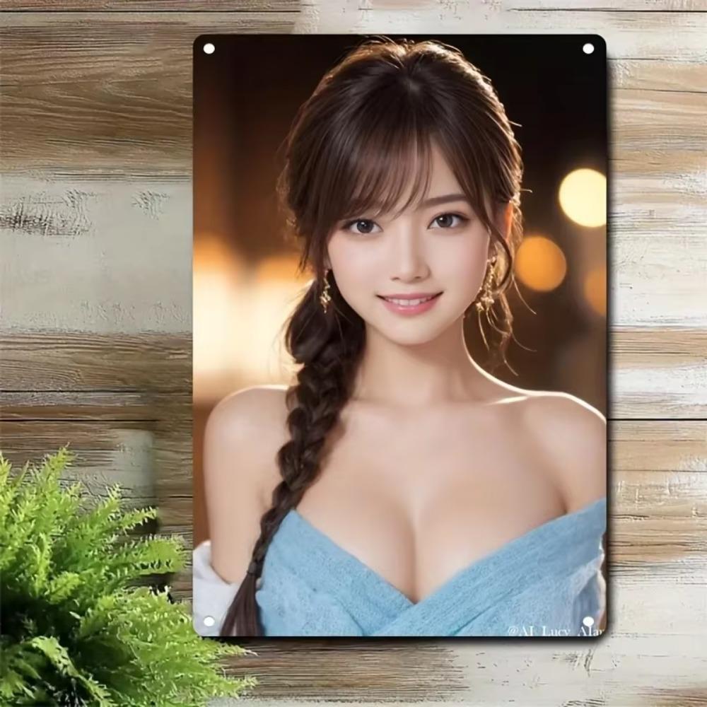 K-Pop Metal Wall Art Korean Girl Face Iron Sign Home Cafe Bar Christmas Gift