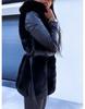 Hooded Zipper Fur Coat with Belt for Women - Solid Color, 2025 Collection
