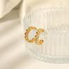 18K Light Luxury Stainless Steel C-Shaped Zircon Women's Stud Earrings, Non-Fading