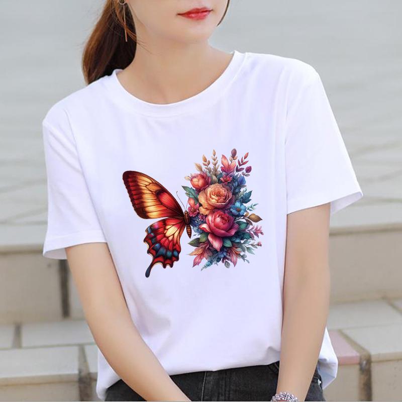 Butterfly Flower Thermal Transfer Vinyl Heat Transfer Sticker Iron On Patch DIY HTV Decal for T Shirts Jeans Kids Outfits