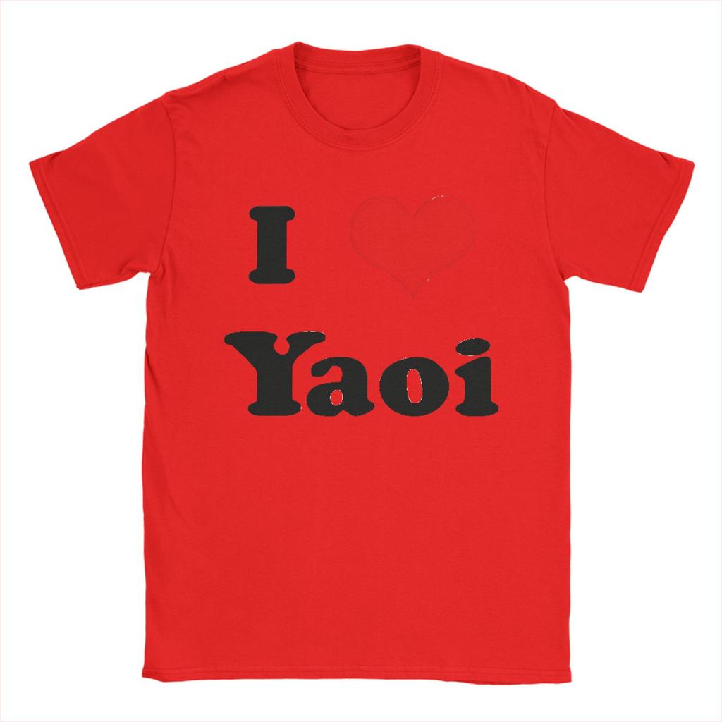 Harajuku T-Shirt I Love Yaoi 100% Baumwoll-T-Shirts Mode T-Shirt für Männer Sommer Y2K Basic Lässig Kurzarm Kleidung