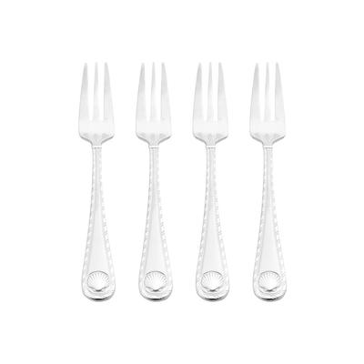 Elke dag Antigua Frost Voorgorkenset van 4 Vaatwasserbestendig Roestvrij Staal Cocktailvorken Gegraveerde Schelpmotieven Duurzaam Roest