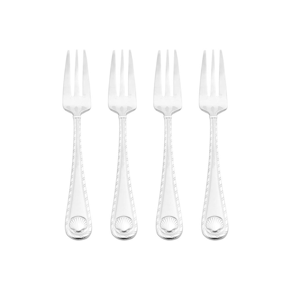 

Everyday Antigua Frost Appetizer Fork Set of 4 Dishwasher Safe Stainless Steel Cocktail Forks Embossed Shell Motifs Durable Rust United States