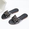 Fashion Women's Fashion Slippers Summer Black Diamond Luxury Charm Radiant Round Head Flat Bottom Comfortable Anti slip Women's Slippers