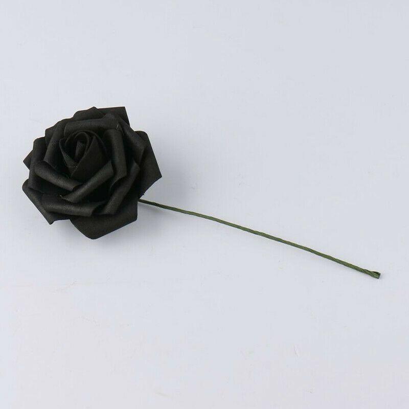 

50 шт. Искусственные цветы Пена Роза Искусственный цветок со стеблем Свадебная вечеринка Букет Black,50pcs