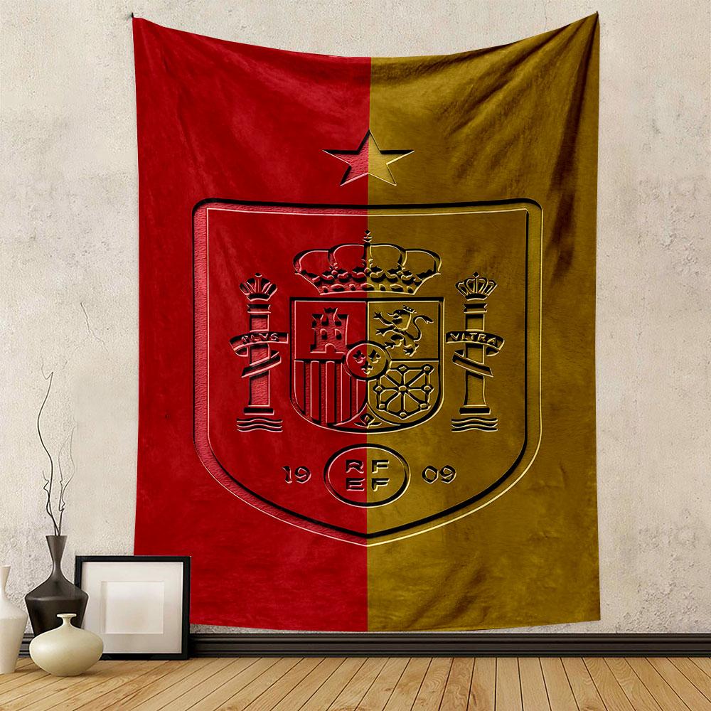 "Spain Emblem with Red and Gold Design" Patterned Tapestry Home Decor, Suitable for Bedroom and Living Room, Gift
