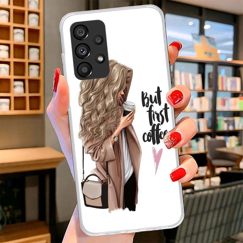 Girl Boss Female Coffee Phone Case For Samsung Galaxy A17 A37 A57 A16 A26 A36 A56 A15 A25 A35 A55 A14 A24 A34 A54 A13 A23 A33 A5