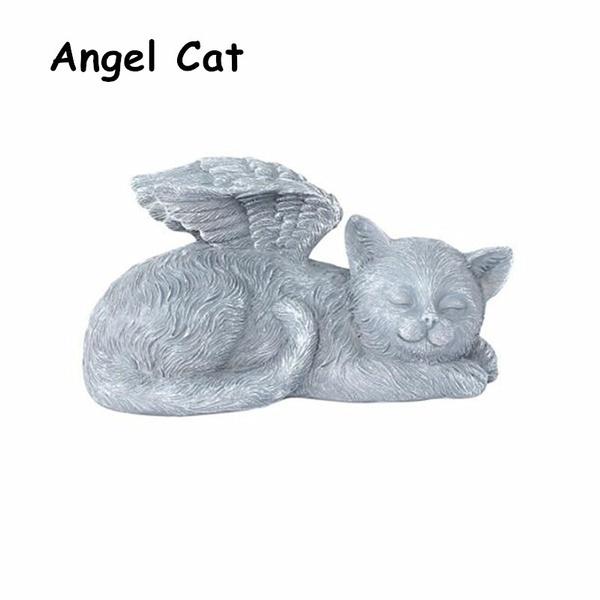 Resin Angel Dog Cat Statue Garden Decor Puppy Tombstone Sculpture Ornaments Gifts For Yard Home Decoration Living Room Supplies