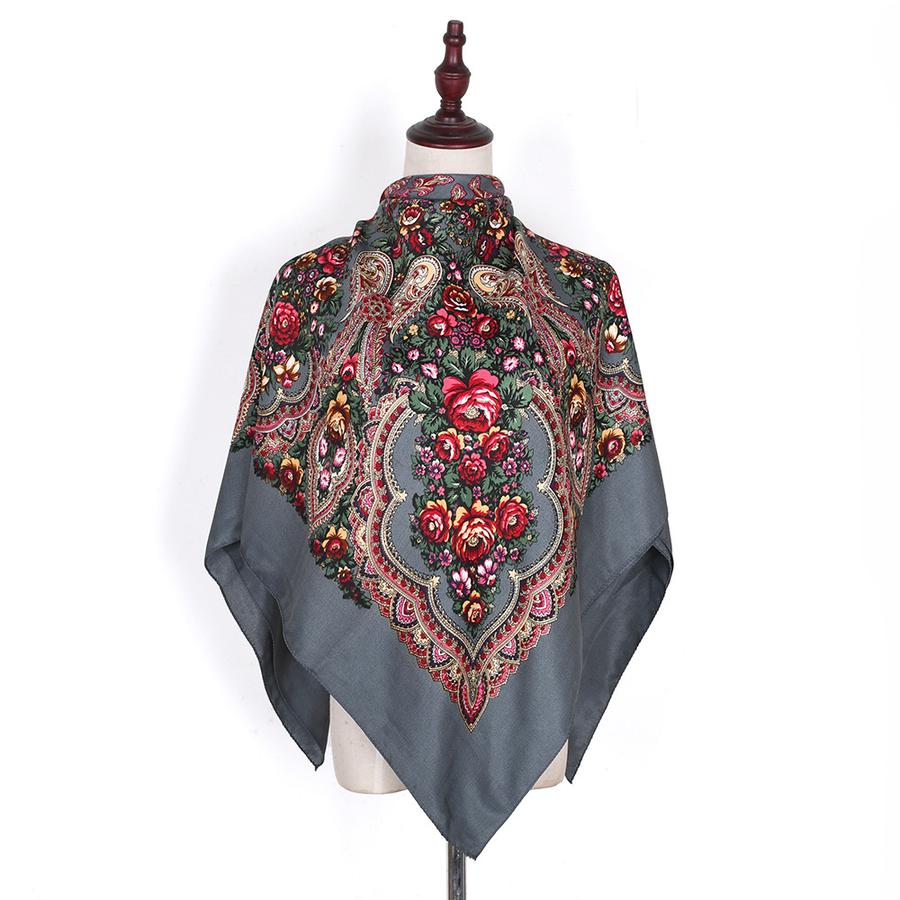 National Style Women's Large Scarf Travel Shawl Warm Air Conditioning Towel Sunscreen Wrap Xinjiang Russia Printed Scarf