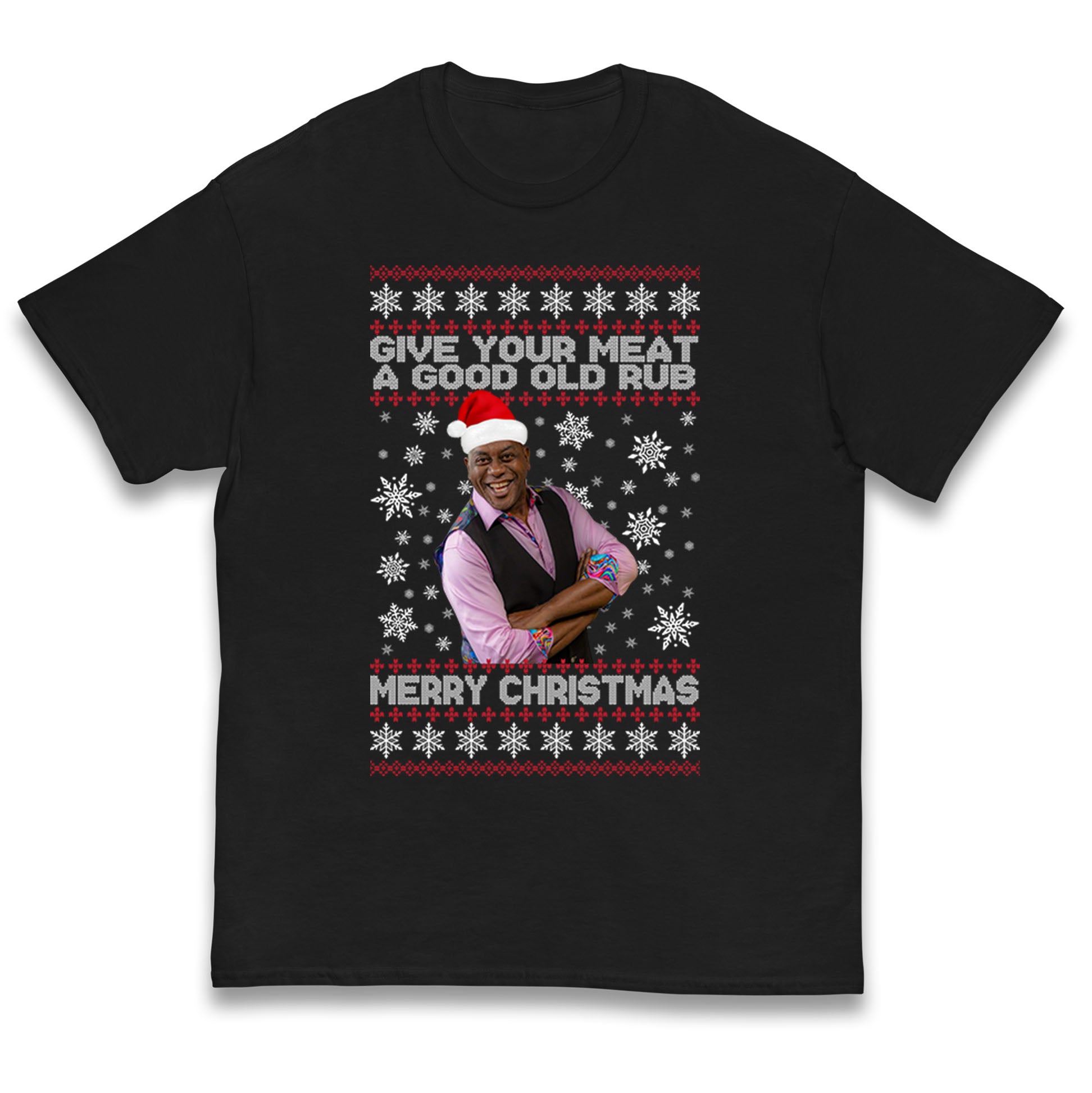 

Ainsley Harriot Give Your Meat a Good Old Rub Christmas Kids T Shirt 140