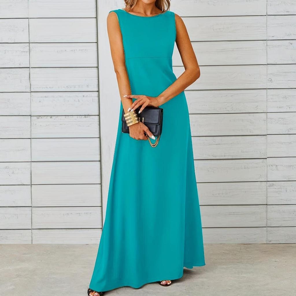 Ladies' Casual Loose Sleeveless Round Neck Vest Dress