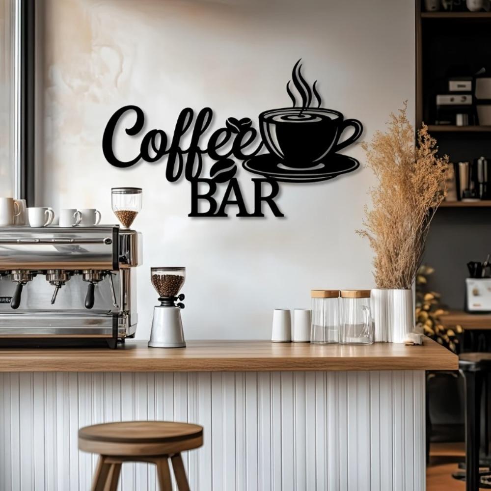 1pc Coffee Bar Metal Wall Art Decor Sign Home Scene Themed Party