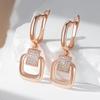 Full Paved Zircon Golden Dangle Earrings for Women Fashion Hollow Geometric Jewelry Party Personality Accessories