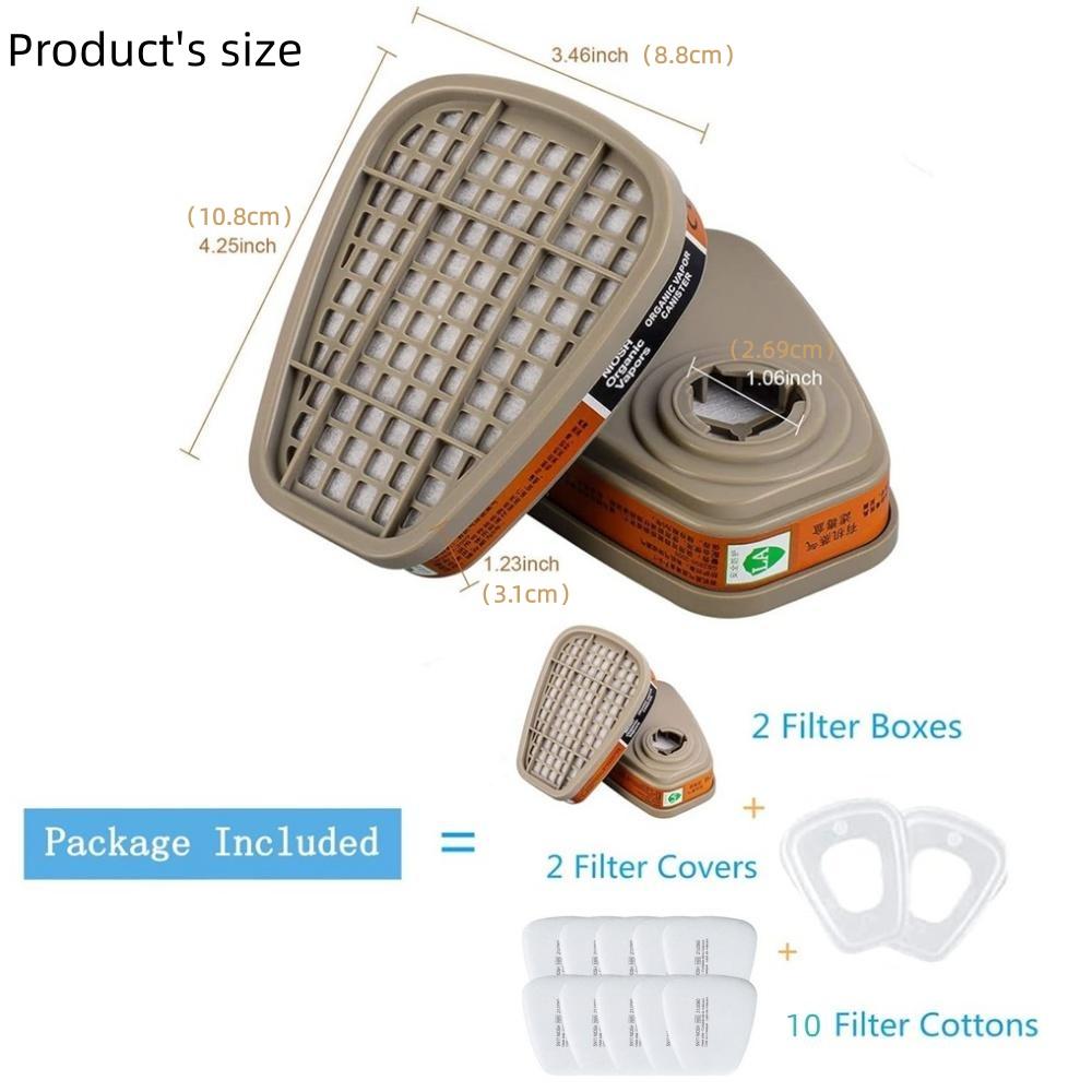 6001 Filter Cartridges With 10 Pads & 2 Caps – Compatible With 6200, 6800, 7502 Respirators – For Chemical, Paint, Organic Vapor Protection