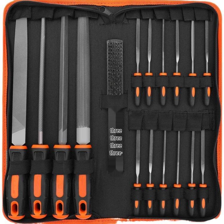 17-Piece Metal File Set: Round Steel Files & Grinding Tools with Bag