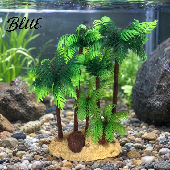 Safe Fish Tank Ornament Aquarium Artificial Plants Miniature Plastic Coconut Trees Aquatic Plants for Betta Shrimp Turtles Tropical Decor